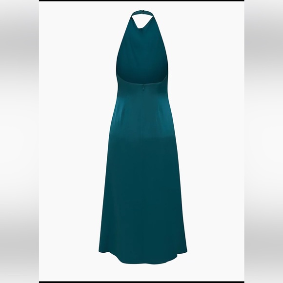 Aritzia satin halter dress in teal colour - Picture 6 of 6